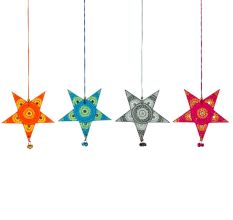 Handmade Wooden Star Christmas Hanging for Home Decor - Orange, Black, Blue, Pink